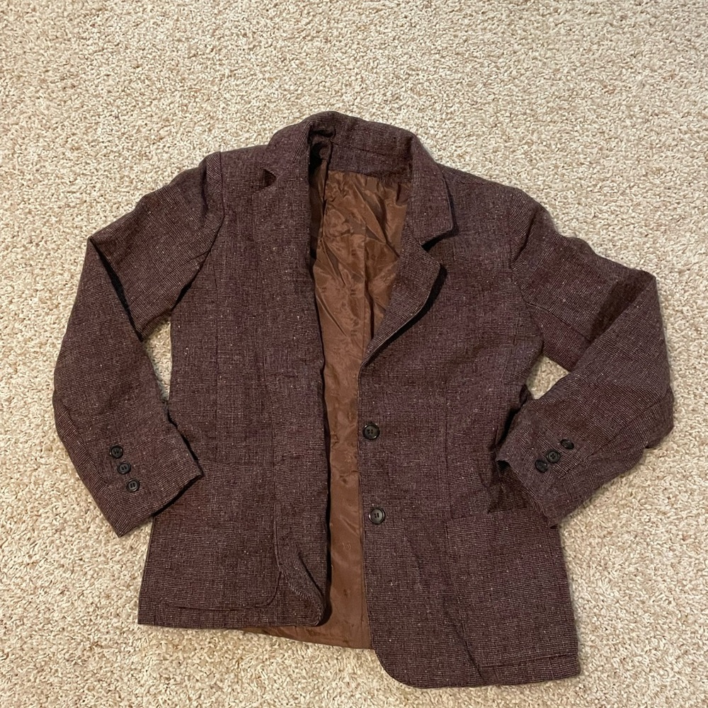 brown houndstooth / plaid blazer